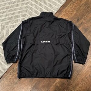 Nike Vintage 90s Black with Blue Lining Big Logo Windbreaker Jacket Mens Large